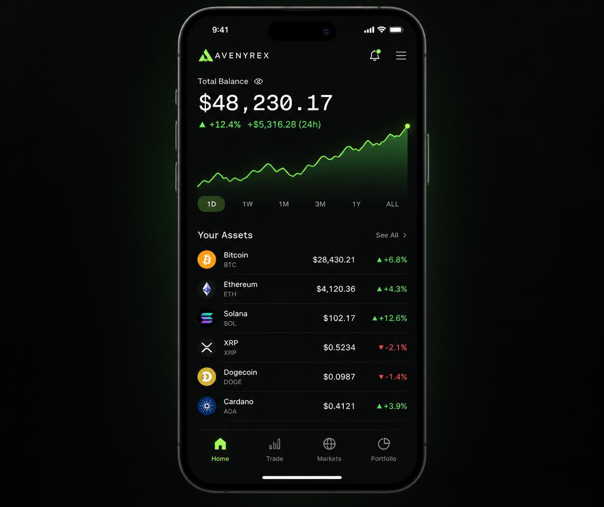 Avenyrex Mobile app interface preview